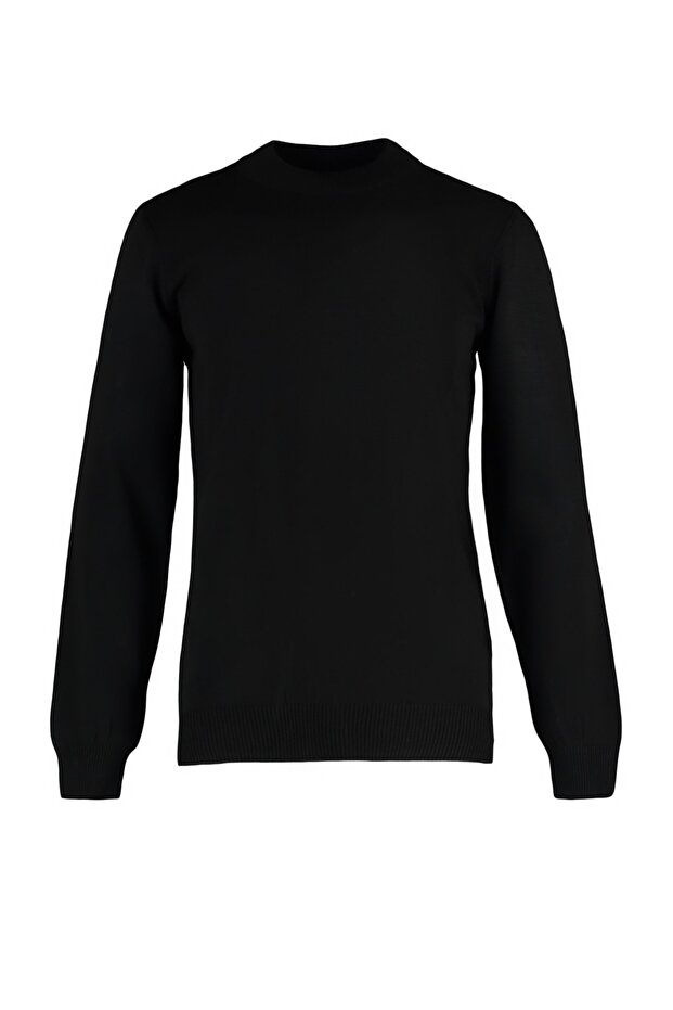 Siyah Slim Fit Dar Kesim Yarım Balıkçı Yaka Basic Kazak TMNAW21KZ0758 - 11