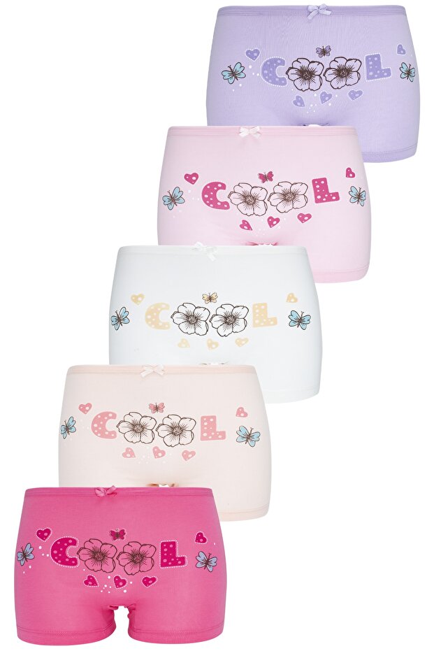 Girl's Boxer 5 Pack Mixed Color Printed Boxer Byo1829