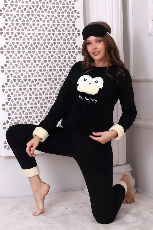 Fawn 3028 Peluş Welsoft Polar Kışlık Yumoş Kadın Pijama Takımı - 3