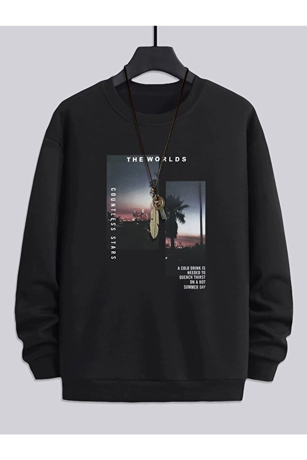 Crew Neck Printed Oversize Sweatshirt