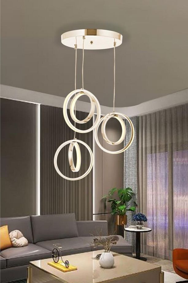1909-3 Sarı 3 Lü Led Avize - 2