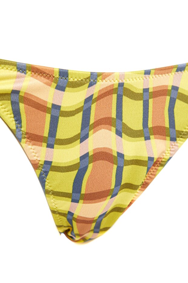 Ekose Desenli Bağlamalı Normal Paça Bikini Altı TBESS23BA00034 - 7