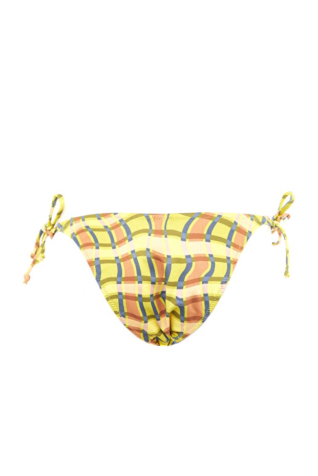 Ekose Desenli Bağlamalı Normal Paça Bikini Altı TBESS23BA00034 - 8