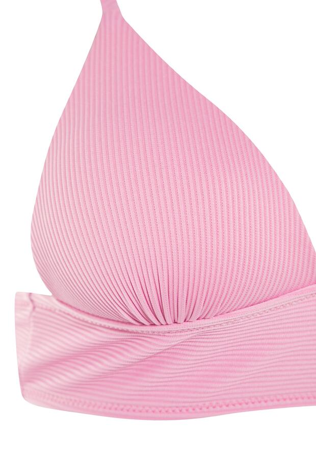 Mor Dokulu Üçgen Push Uplı Bikini Üstü TBESS21BU0010 - 7