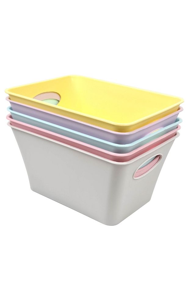 5 Adet Düzenleyici Kutu Saklama Kutusu Seti 5 Parça Renkli 21x15x10,5cm Df027 - 3