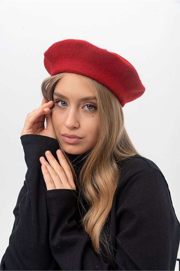 Red Woolen Painter Women's Beret-Hat