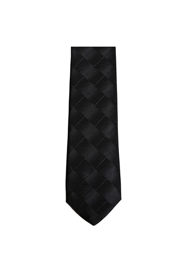 Black Checkered Pattern Slim Tie Skp-9 - 2