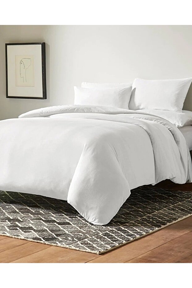 Sheetless Ranforce Cotton Duvet Cover Set Single White