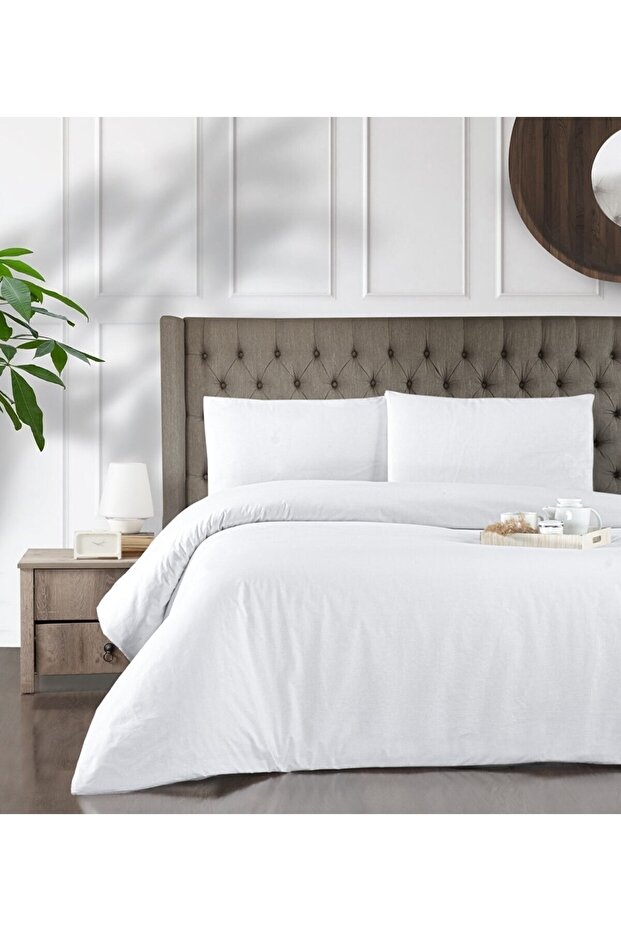 Single Ranforce Cotton Duvet Cover Set (without sheets) White
