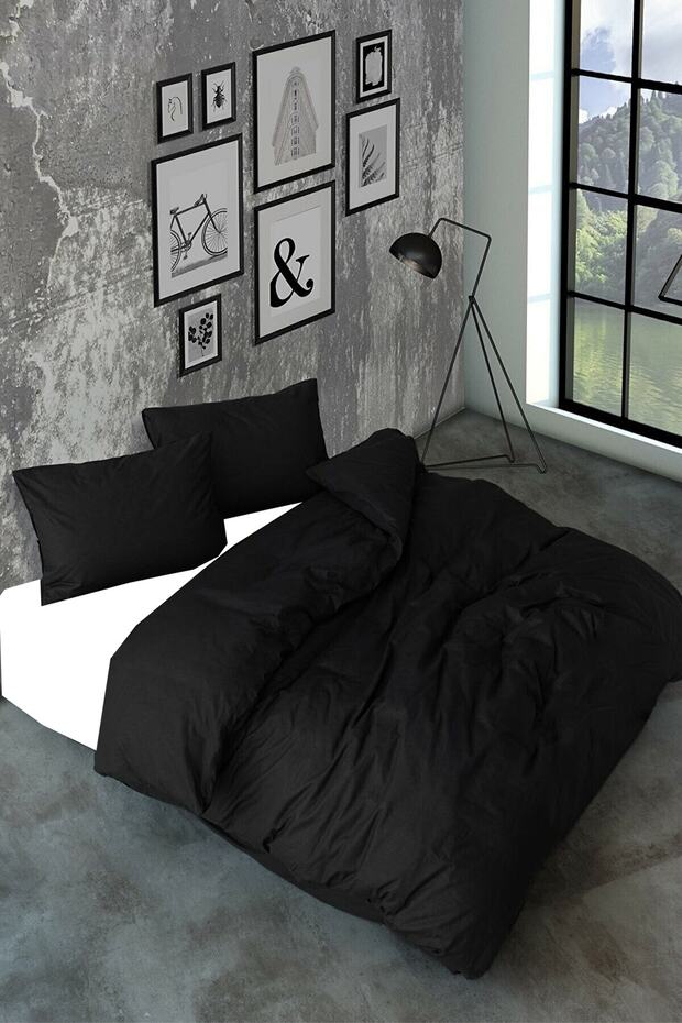 Single Ranforce Cotton Duvet Cover Set (without sheets) Black