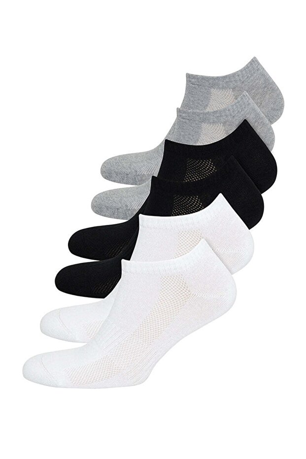 Men's Better Cotton 6-Piece Sneaker Socks Set Black-white-grey Melange