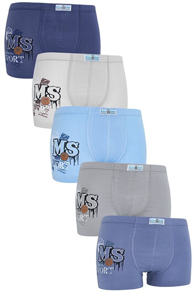 Boy's Boxer Pack of 5 Mixed Color Printed Boxers