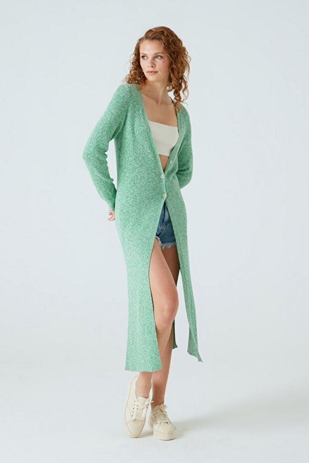 Ζακέτα Maxi Slit V-Neck - 1