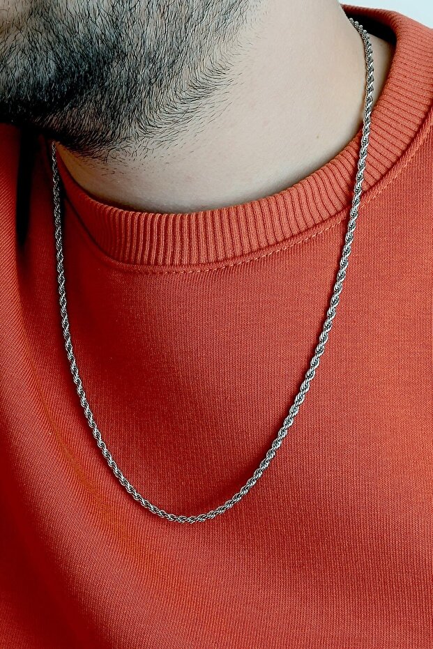 Erkek Örme Burgu Model Paslanmaz Çelik Kolye - 1