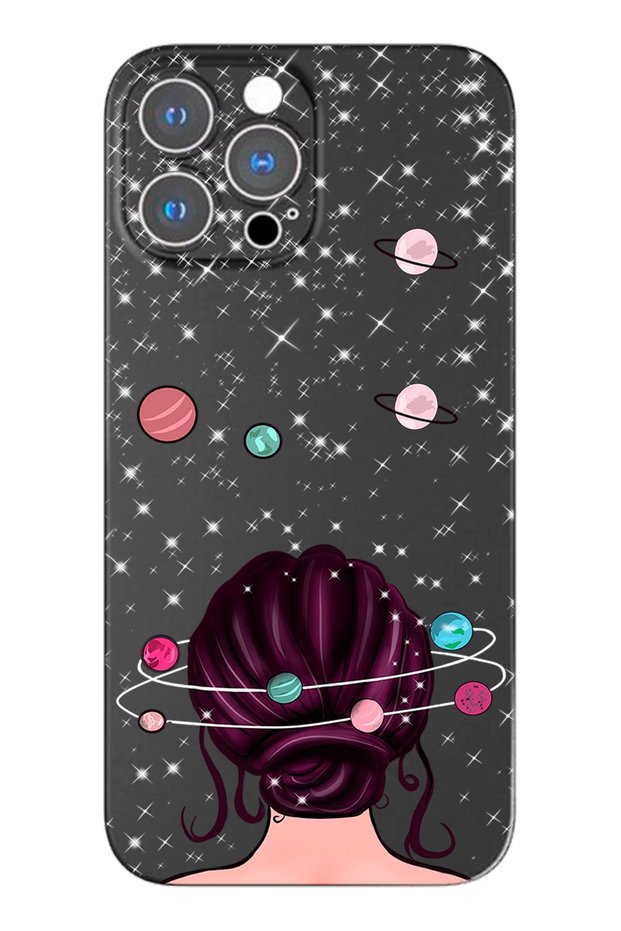 iPhone 14 Pro Space Girls Design Black Premium Phone Case