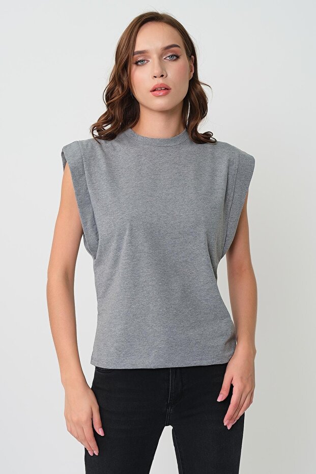 Kadın Kolsuz Basic Örme T-shirt & Bluz - 3