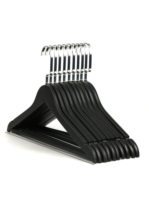 Black Wooden Hanger Clothes Dress Shirt and Trouser Hanger 50 Pieces Special Series