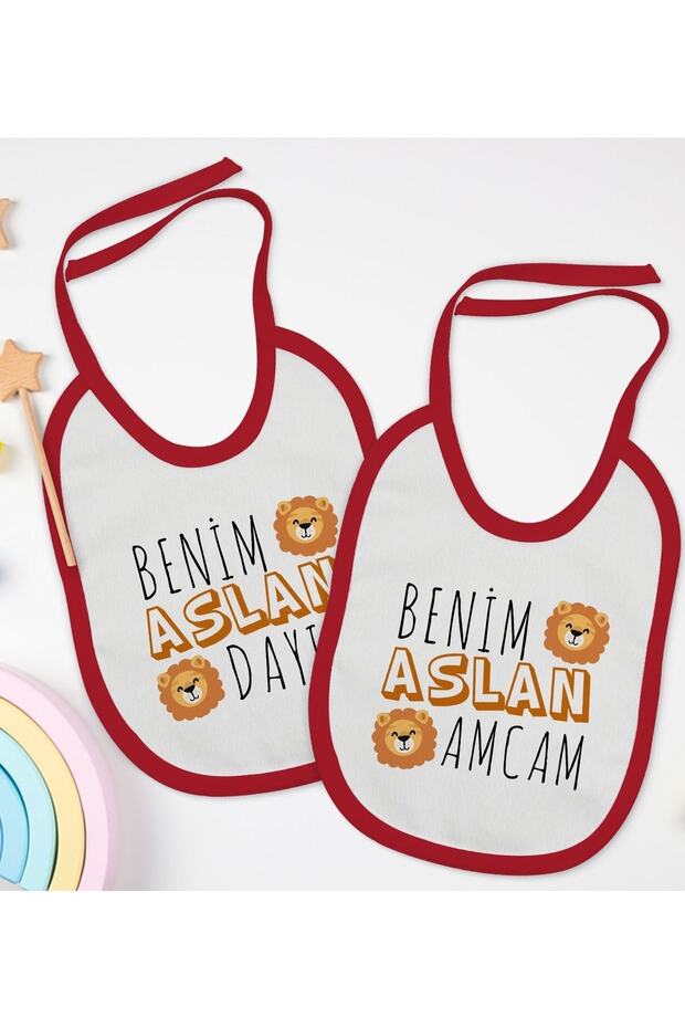 Kids Uncle and Uncle Designed 2-Piece Red Baby Bib-1