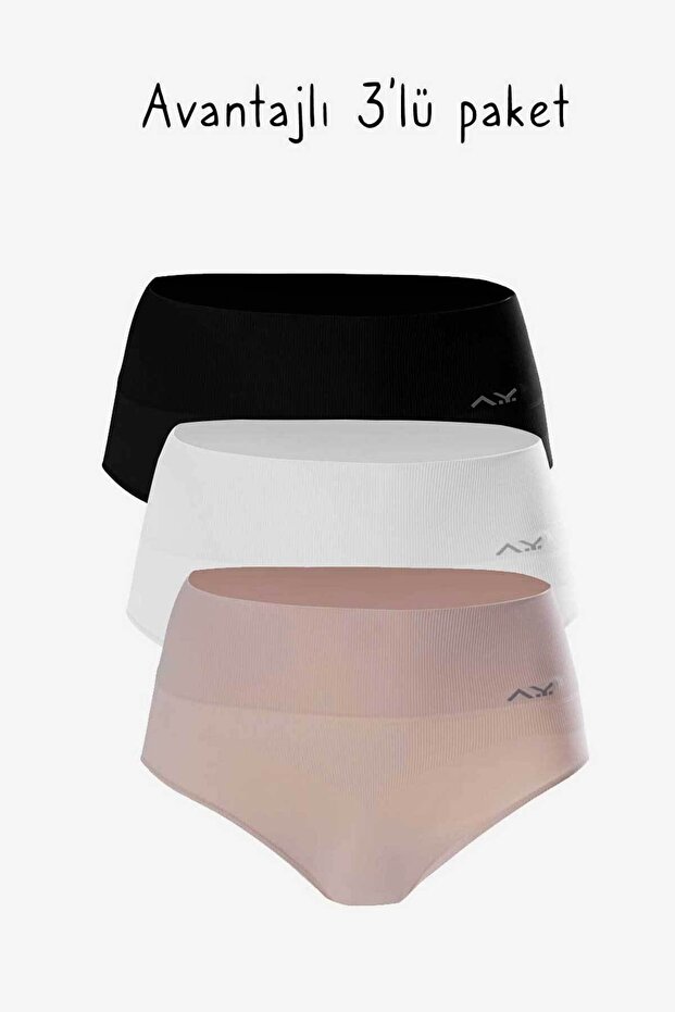 01 Black and White Skin Panty Corset 3 Pack