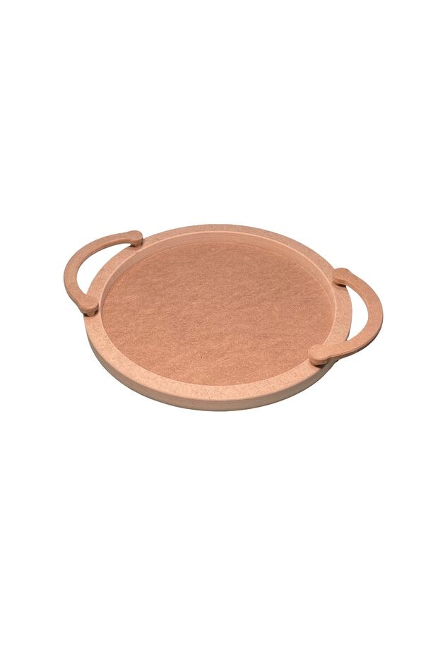 Wooden Medium Size Round Tray with Handles