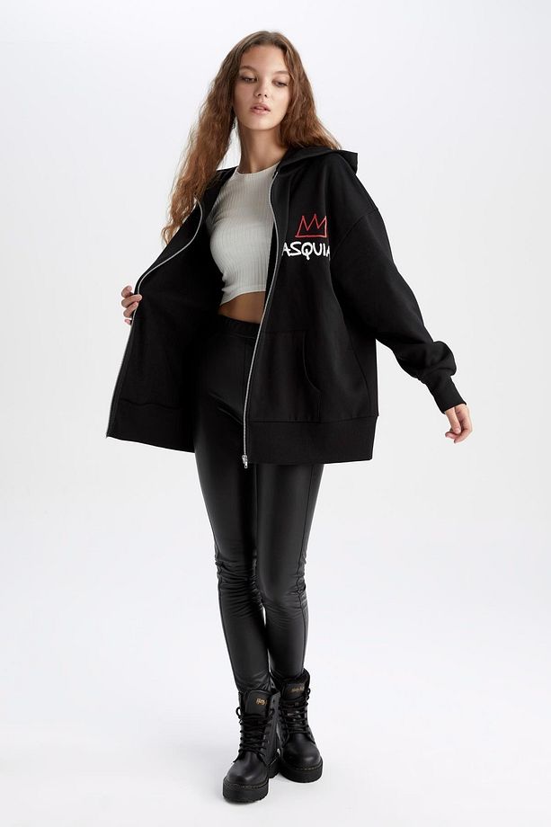 Coool Oversize Fit Jean-Michel Basquiat Kapüşonlu Hırka - 6