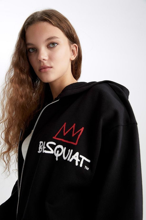 Coool Oversize Fit Jean-Michel Basquiat Kapüşonlu Hırka - 8