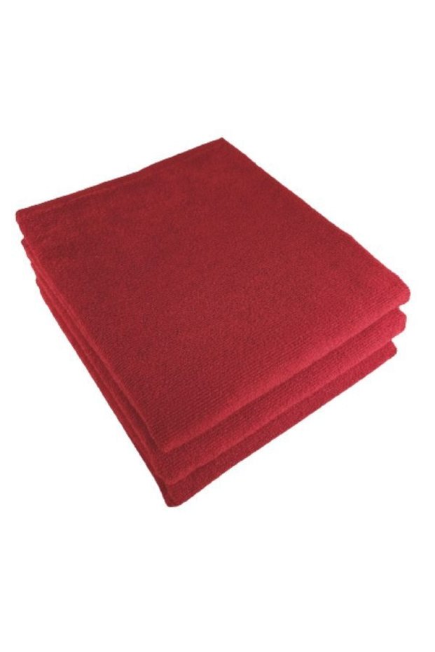 3 Pieces Red Microfiber Hand Face Hairdresser Sports Towel Hair Dye Captive 50x90 Cm