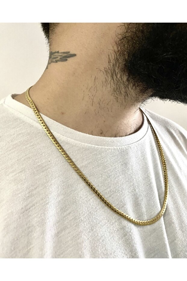 Snake Model Gold Yellow Crushed Steel Necklace
