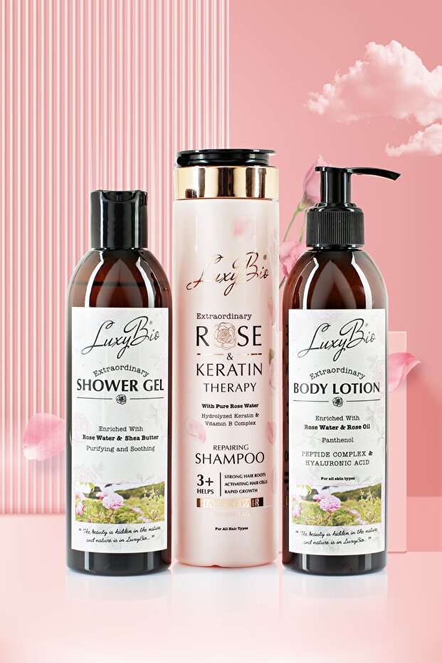 3-Piece Rose Hair and Body Care Shower Bath Set