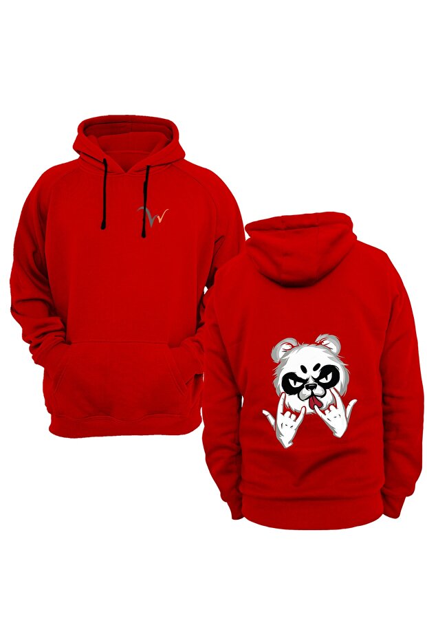 Panda Printed Red Sweatshirt - 1