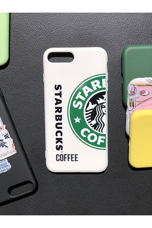 حافظة إطلاق منقوشة من Starbukcs متوافقة مع موديلات Iphone 7 Plus و8 Plus - 1