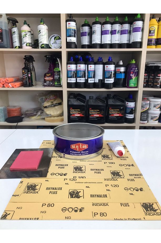 Polyester Macun 1000gr Set 3 Adet Zımpara-çelik-macun Lastiği - 1
