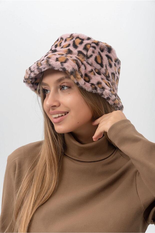Leopard Pattern Plush Bucket Hat - 2