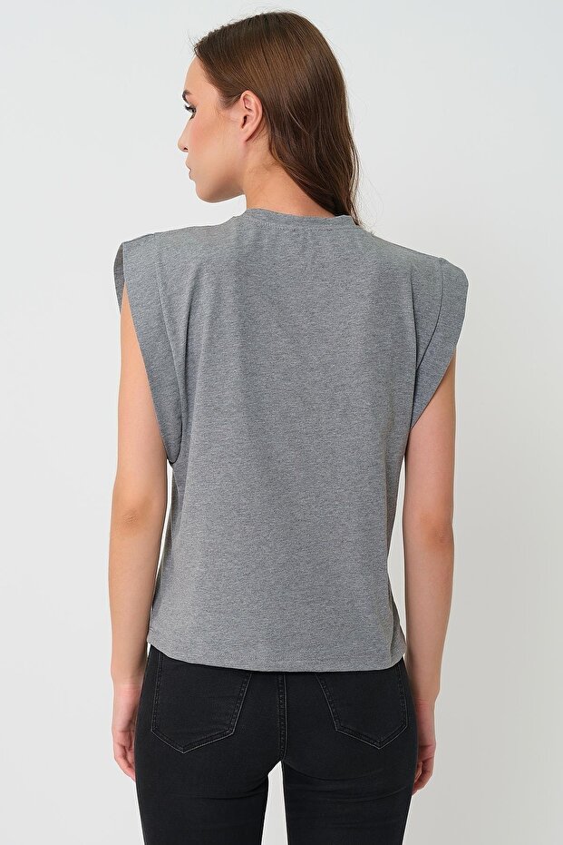 Kadın Kolsuz Basic Örme T-shirt & Bluz - 8