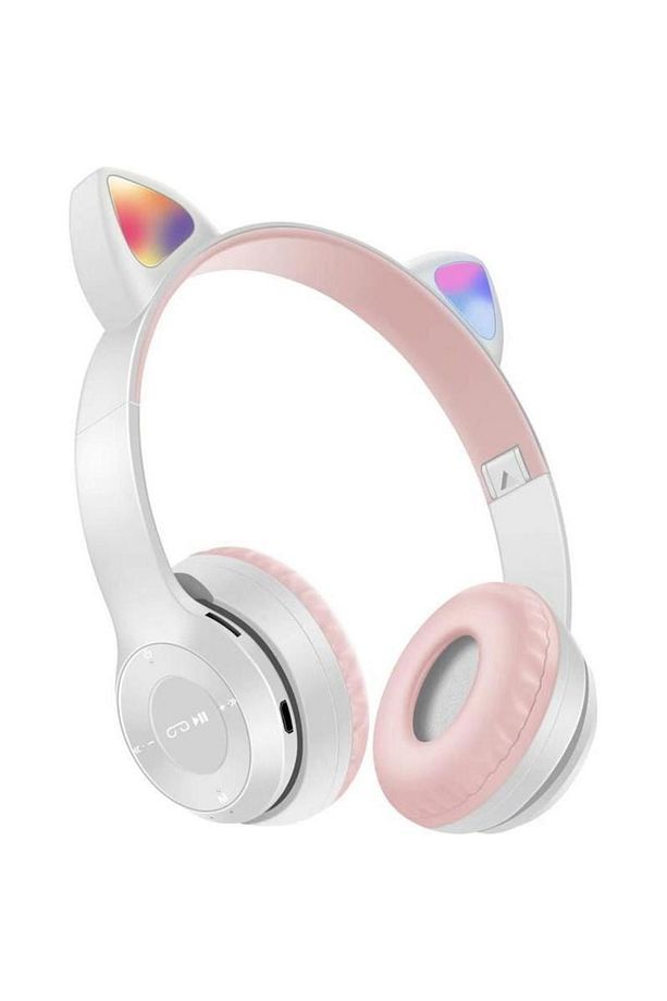 Tatlı Kedi Led Işıklı Kedi Kulağı Bluetooth Kulaklık Mikrofonlu Gürültü Önleyici Kulaklık - 1