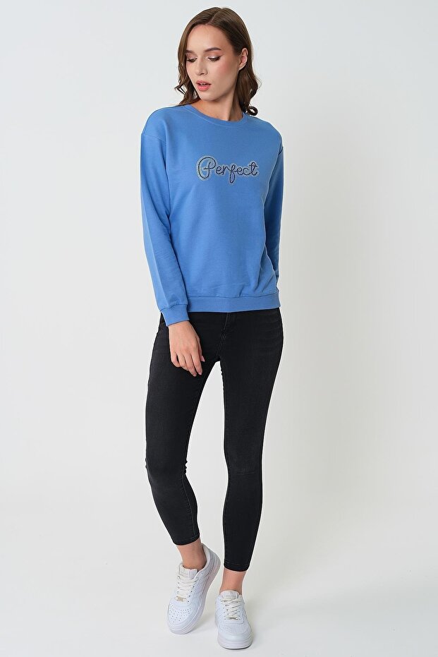 Taş Baskılı Sweatshirt - 5