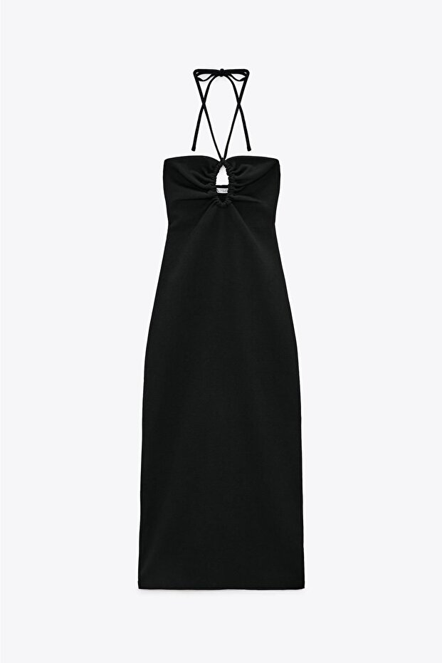 Halter Neck Midi Slit Dress