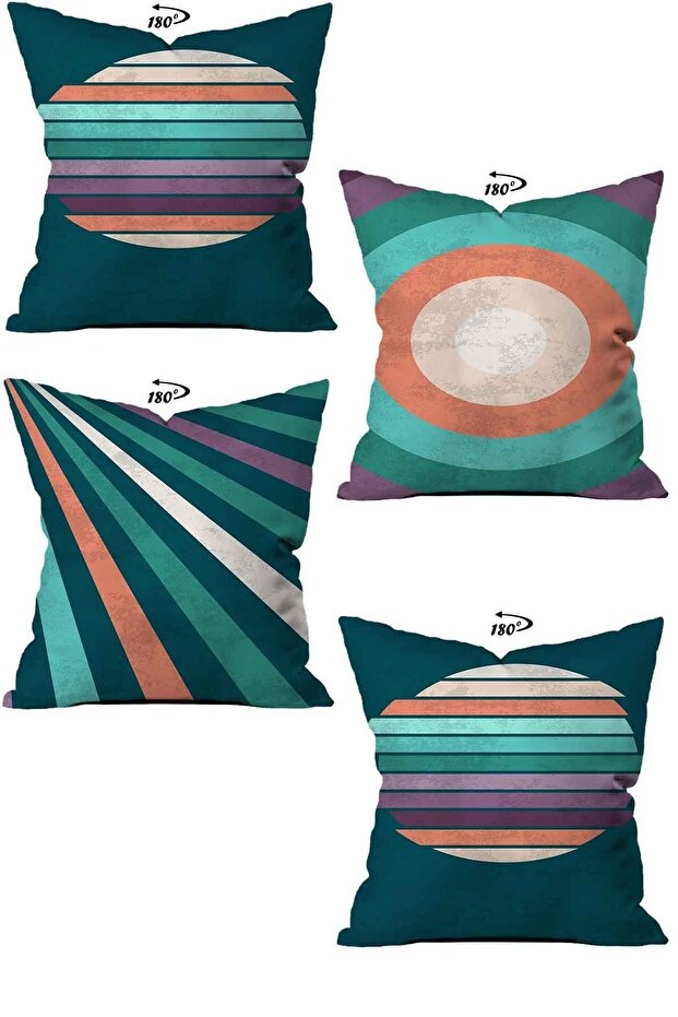 Modern Decorative Design Double Sided Digital Printed 4-Piece Decorative Throw Pillow Cover