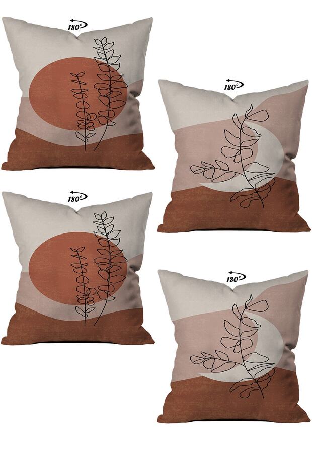Modern Decorative Design Double Sided Digital Printed 4-Piece Decorative Throw Pillow Cover
