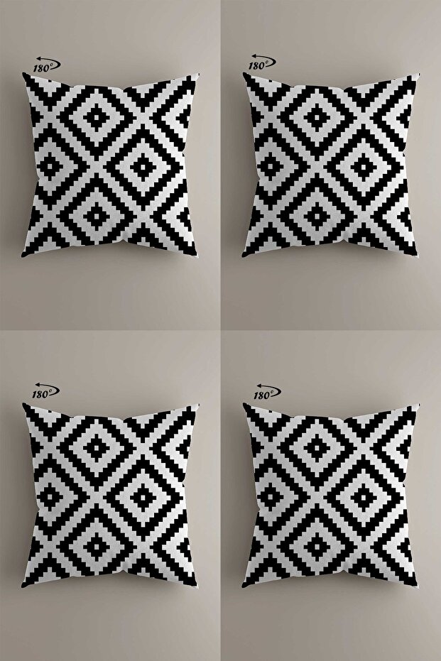 Black Special Design Double Sided Digital Printed 4-Piece Decorative Throw Pillow Cover