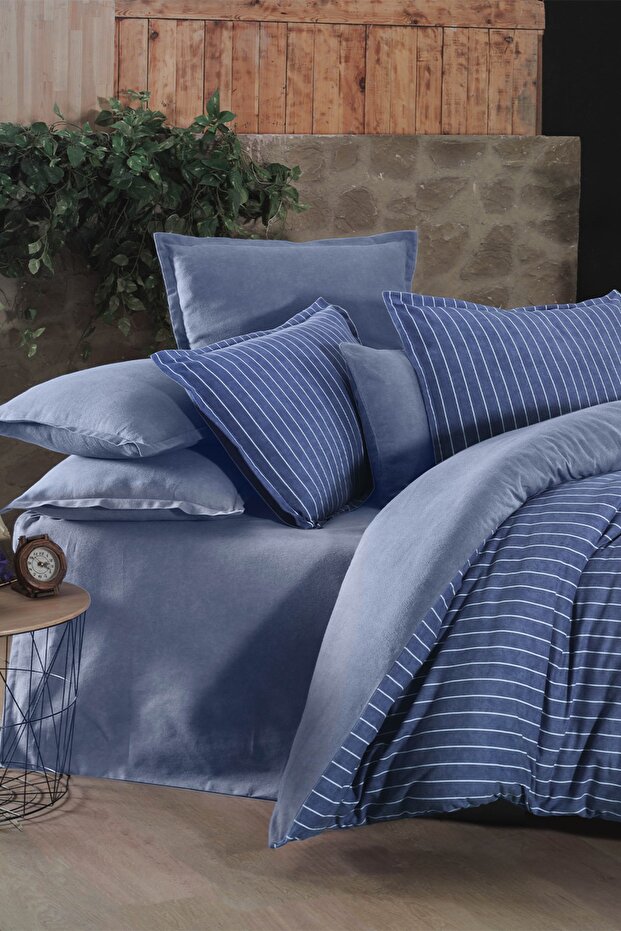 Sandro Blue Single 100% Cotton Flannel (FLANKEN) Duvet Cover Set