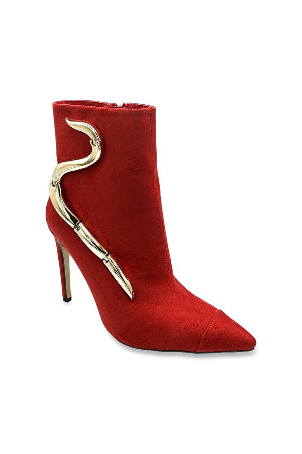 Snake Detailed Suede Women's Boots