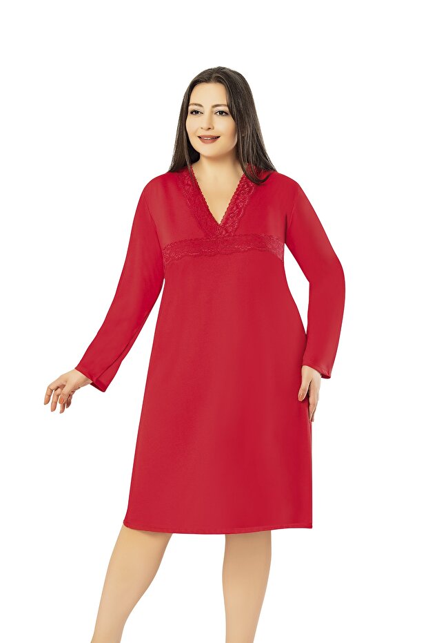 Plus Size (Large Size) Long Sleeve Nightgown