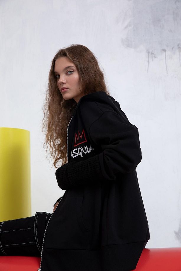 Coool Oversize Fit Jean-Michel Basquiat Kapüşonlu Hırka - 3