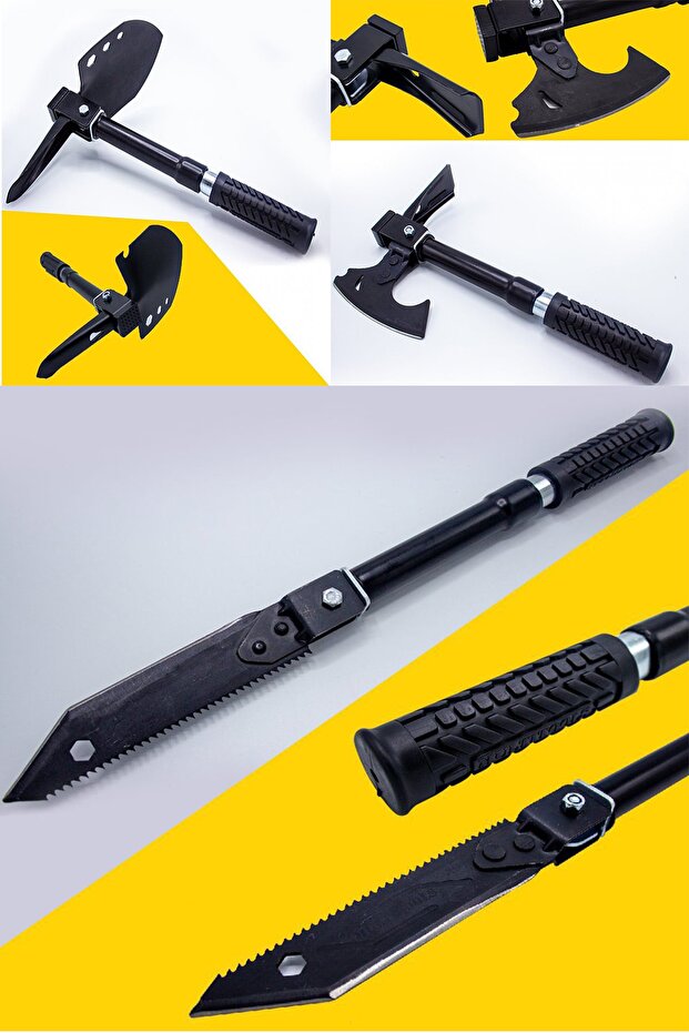 Katlanır Kürek Balta Bıçak Testere Çekiç Çapa Kamp Seti - Multitools - 8