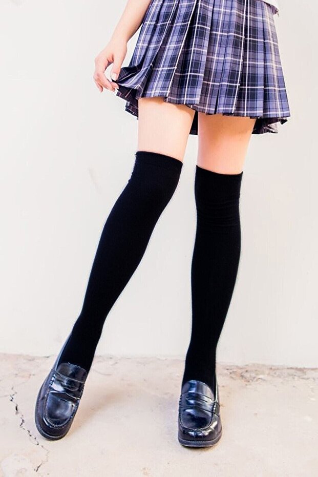 Pamuklu Dizüstü Çorap - 1