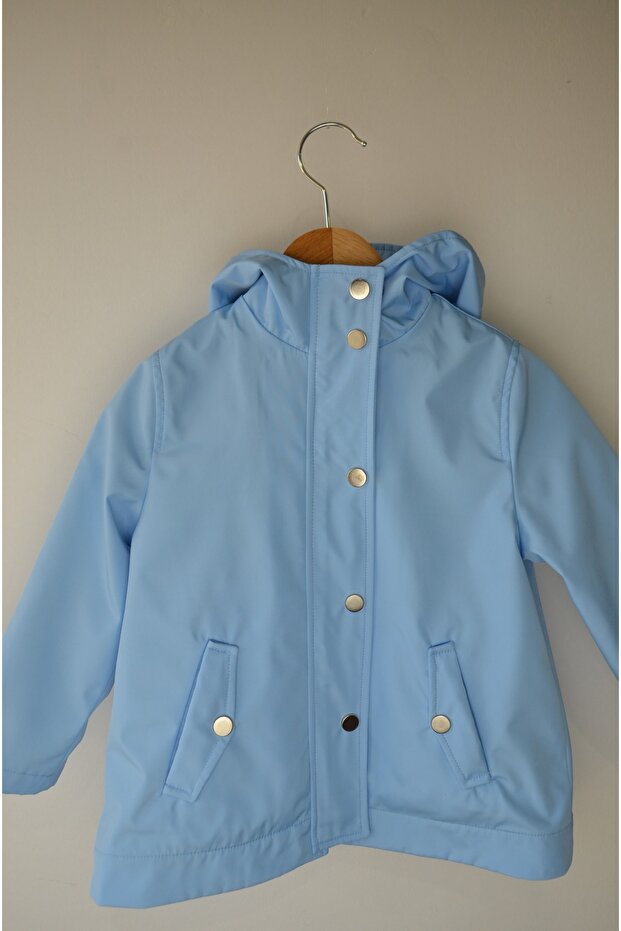 Baby Blue Side Pocket Children's Raincoat