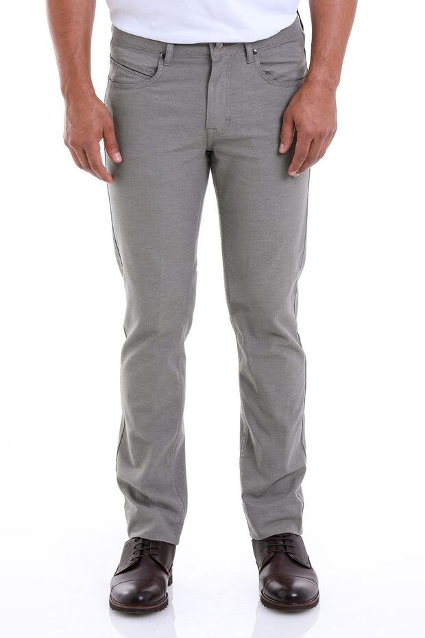 Haki Regular Fit Desenli Pamuklu 5 Cep Kanvas Pantolon - 1
