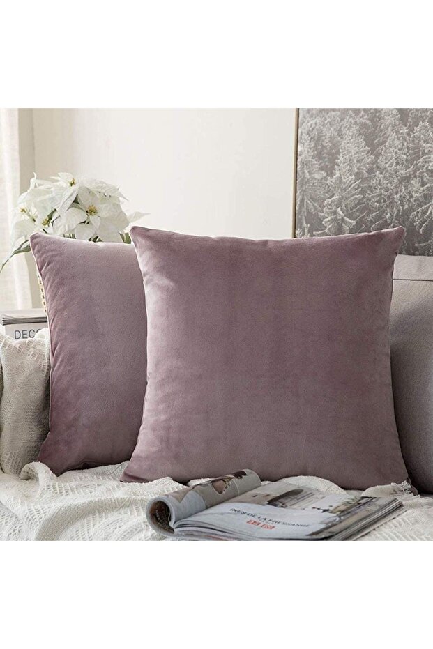 Dried Rose Premium Velvet Special Throw Pillow Cover 2-Piece 43x43 Cm