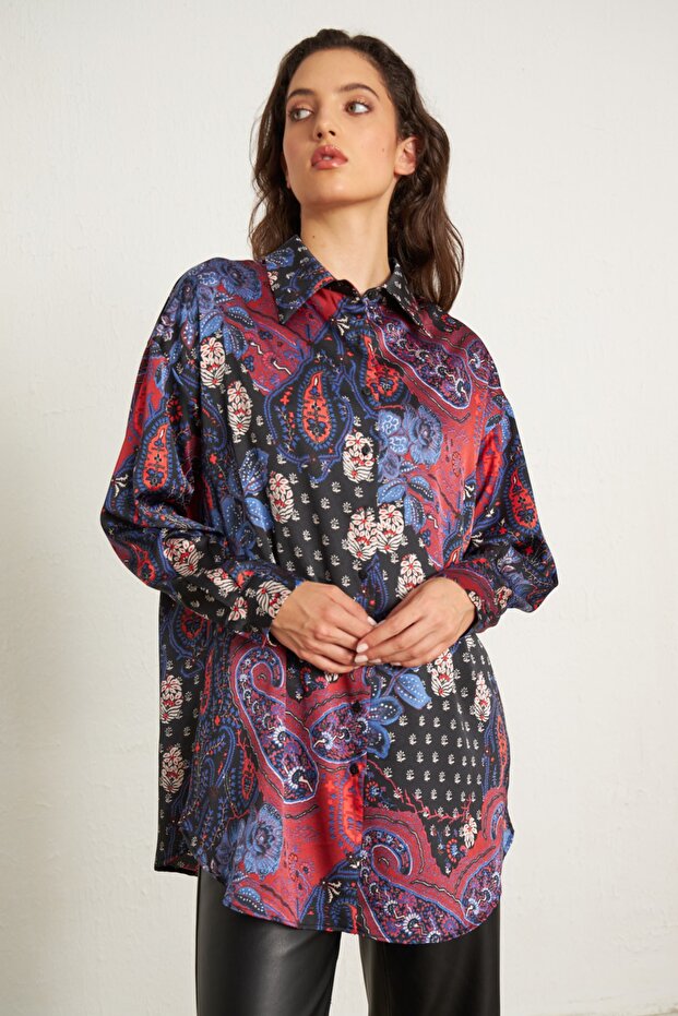 تونيك منقوش - أسود - 1